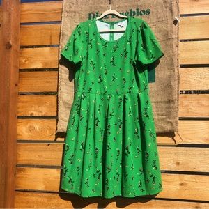 LLR Amelia Dress Green with Rose Print sz 3X